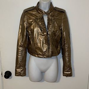 Vintage rock n roll jacket 80s style metallic gold size M